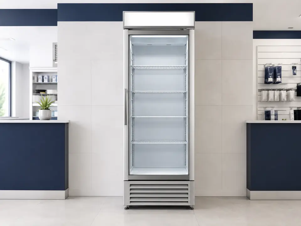 Expositor geladeira comercial com porta de vidro para conserto